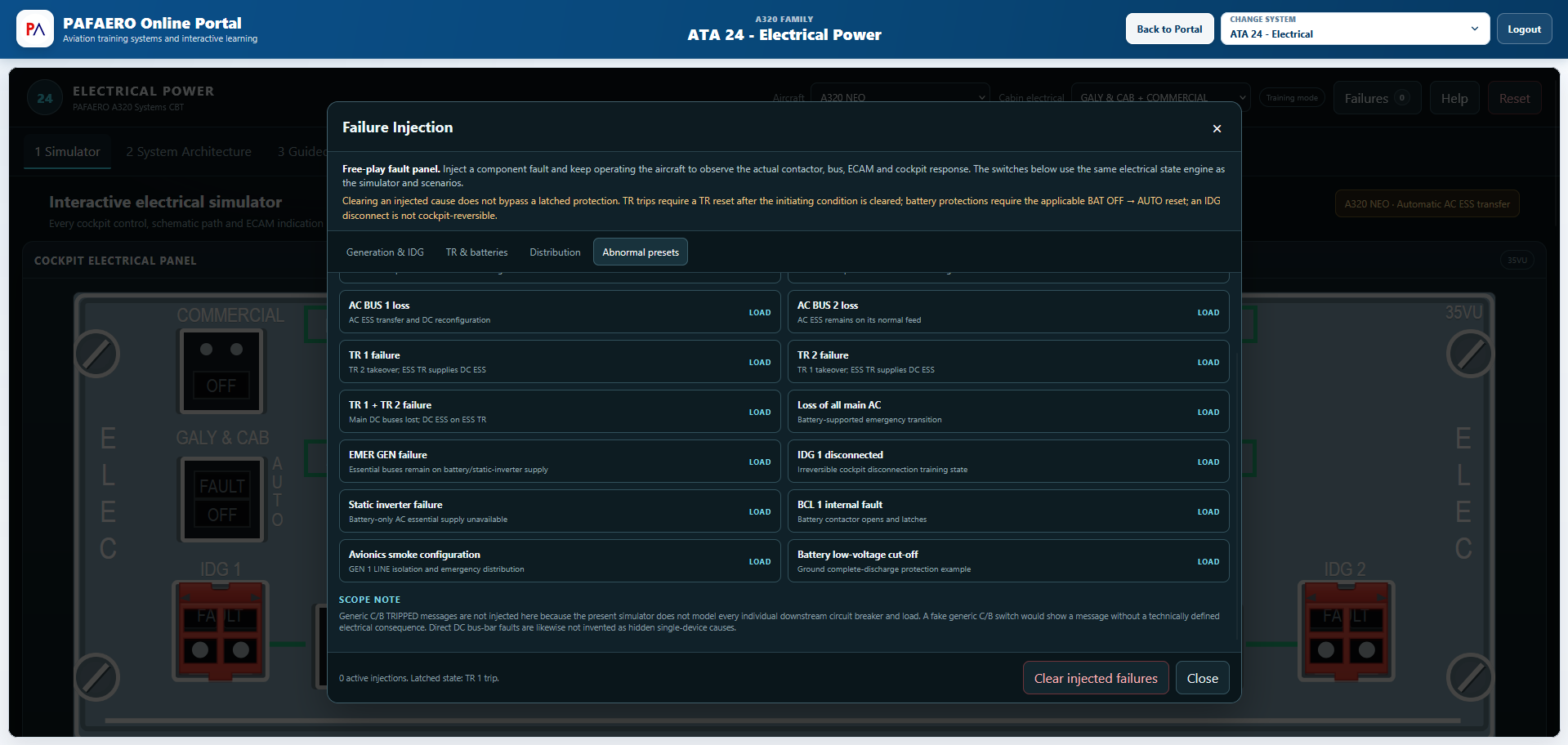 ATA 24 failure configuration: Abnormal Presets category.