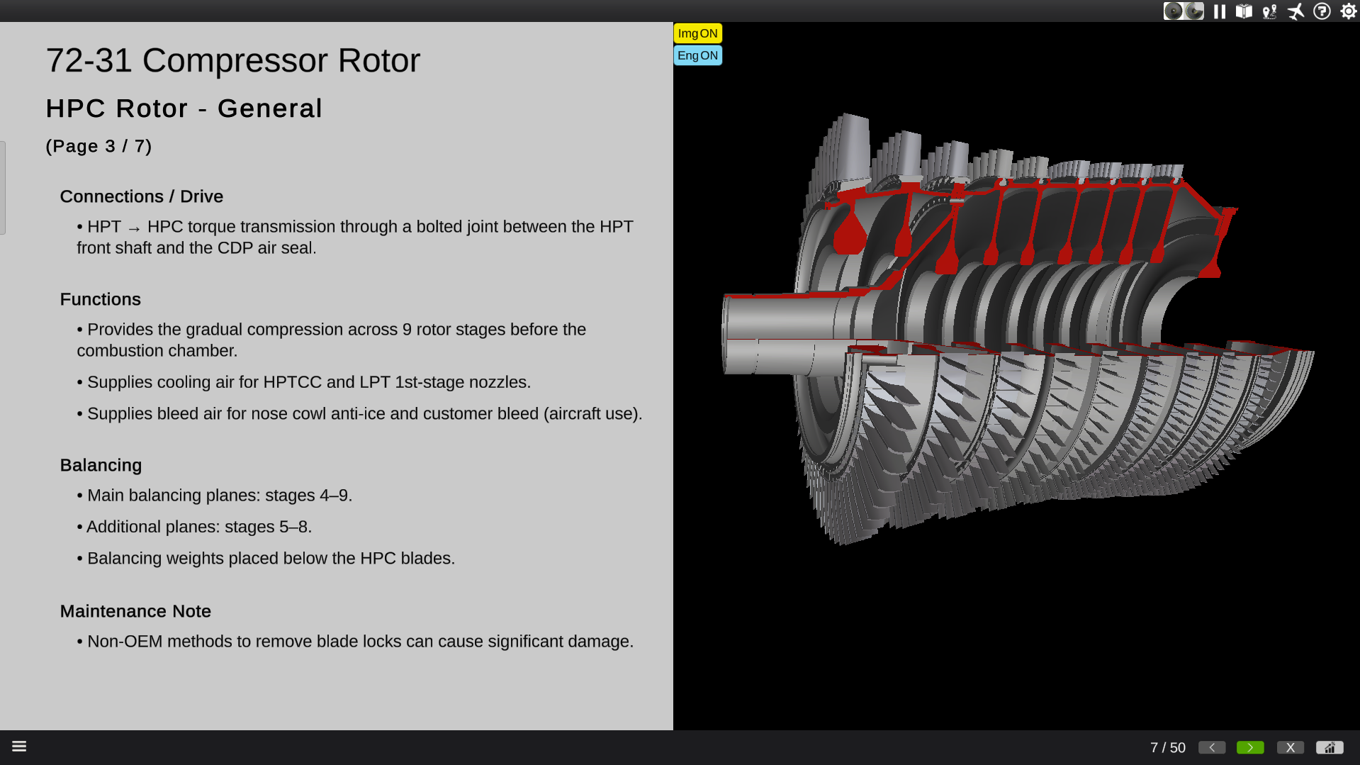 HPC rotor 3D part opened inside the CBT page