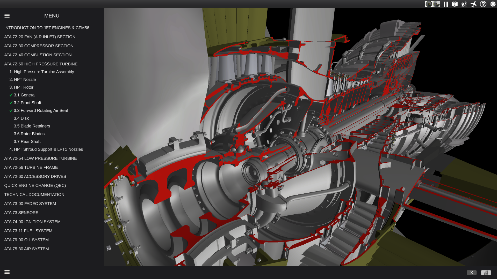 CFM56 CBT index covering ATA 72, ATA 73, ATA 74, ATA 75 and ATA 79 topics